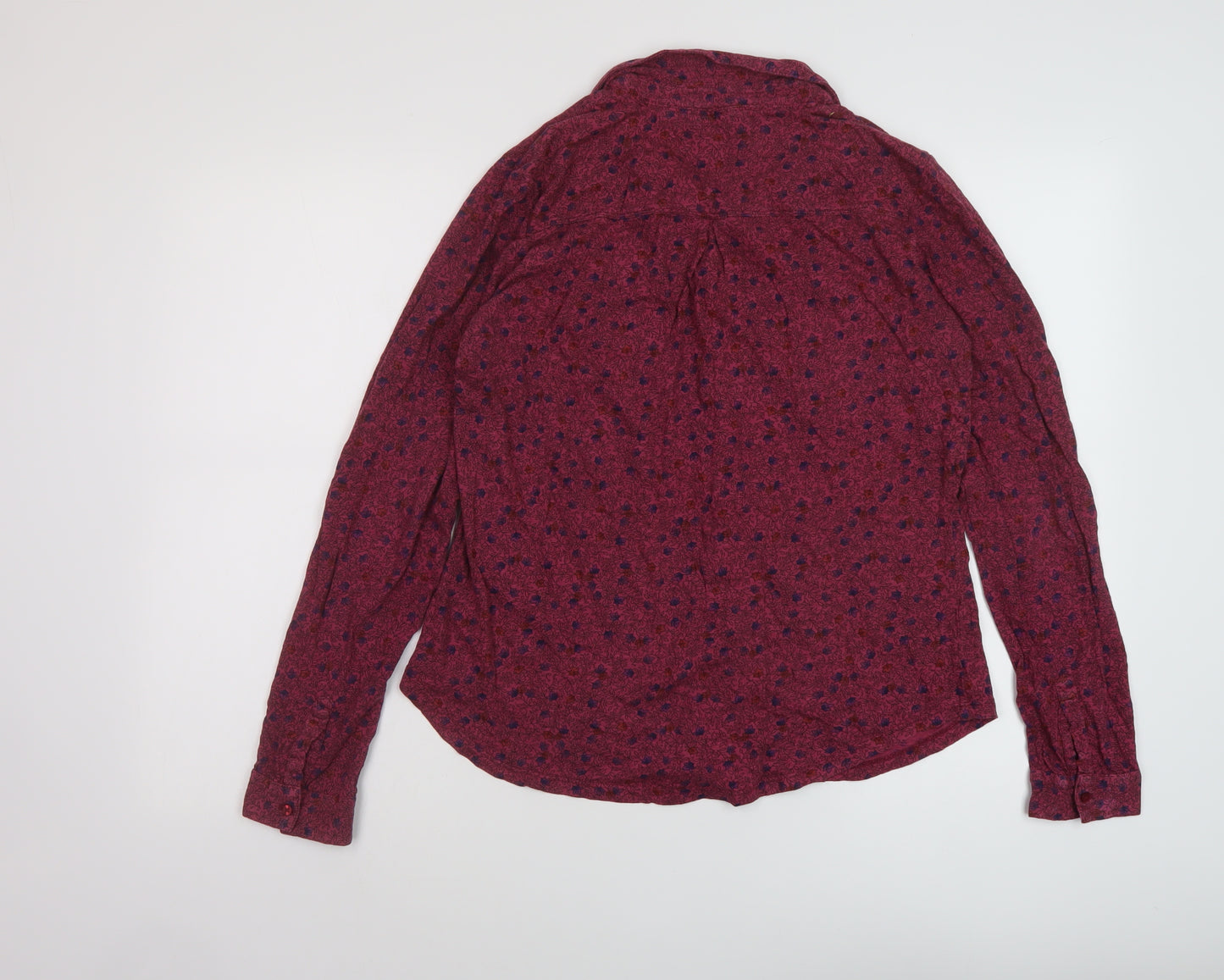 Fat Face Womens Purple Floral Cotton Basic Blouse Size 12 Collared