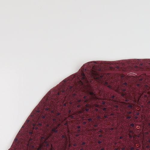 Fat Face Womens Purple Floral Cotton Basic Blouse Size 12 Collared