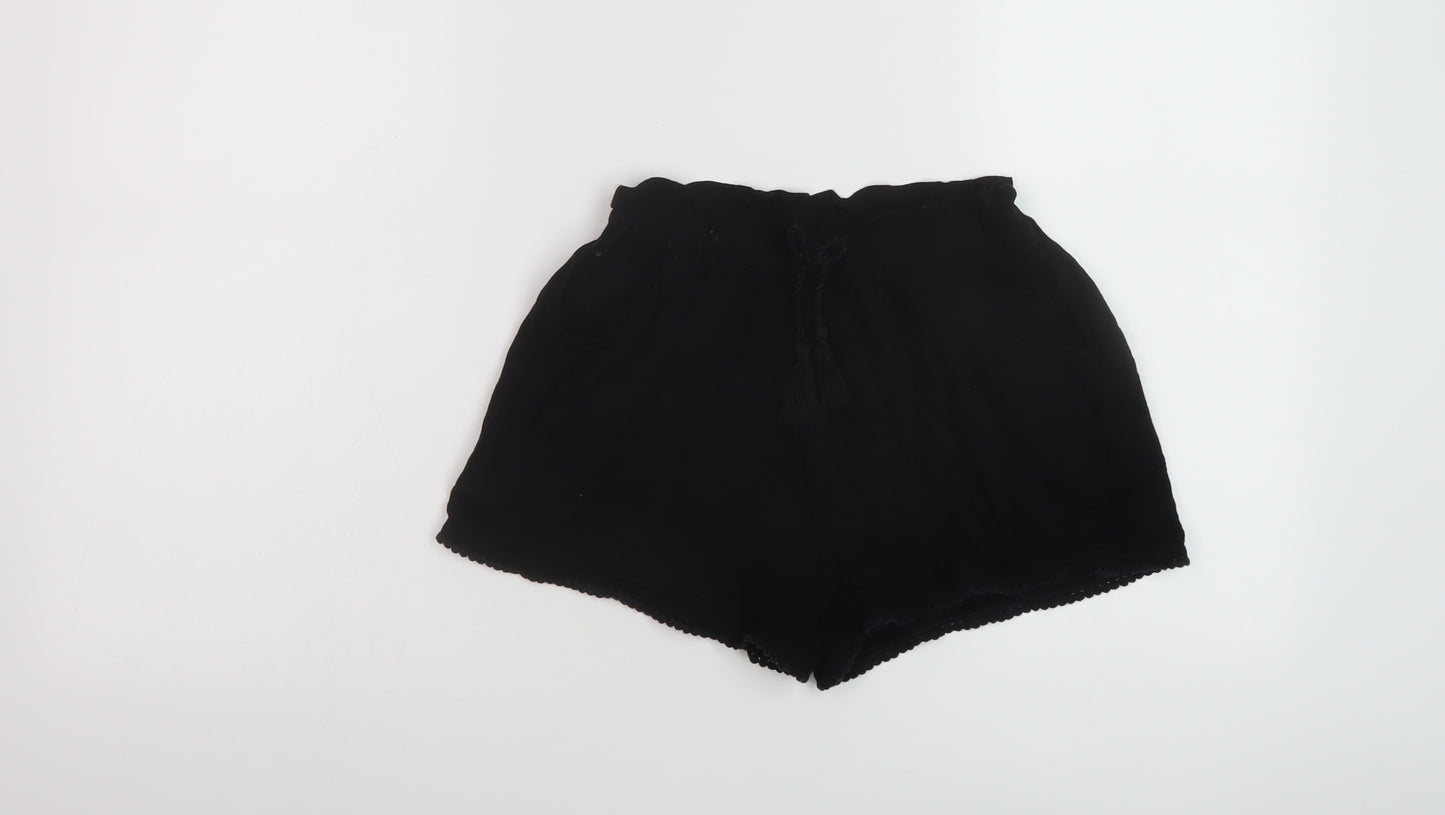 NEXT Girls Black Cotton Bermuda Shorts Size 9 Years Regular Drawstring