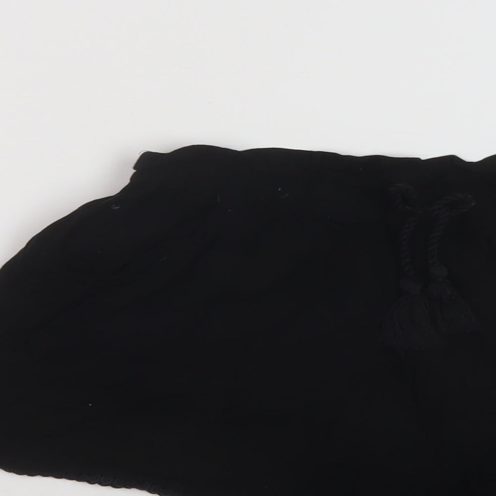 NEXT Girls Black Cotton Bermuda Shorts Size 9 Years Regular Drawstring