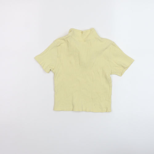 Zara Girls Yellow Polyester Basic Polo Size 9 Years Collared Pullover