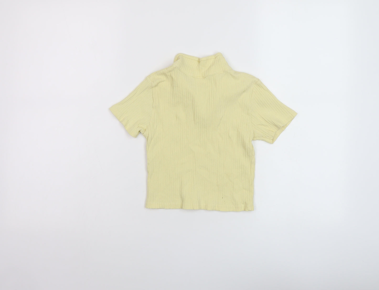 Zara Girls Yellow Polyester Basic Polo Size 9 Years Collared Pullover