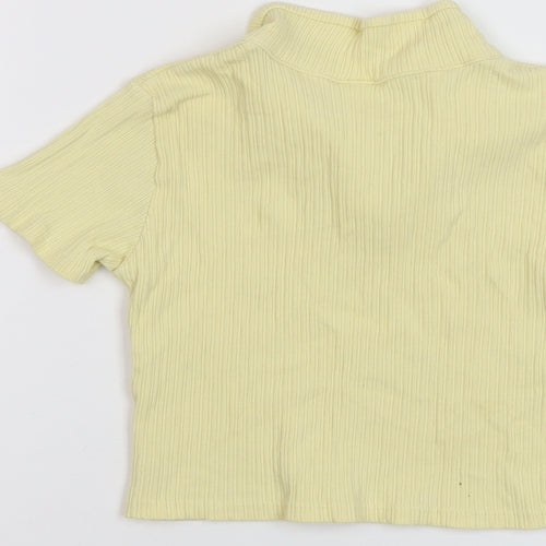 Zara Girls Yellow Polyester Basic Polo Size 9 Years Collared Pullover