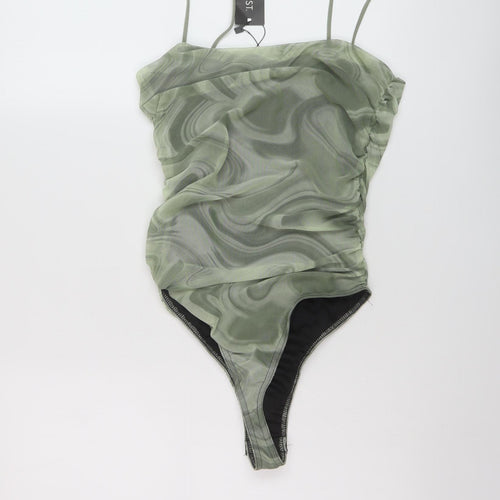 I SAW IT FIRST Womens Green Polyester Bodysuit One-Piece Size 8 Snap