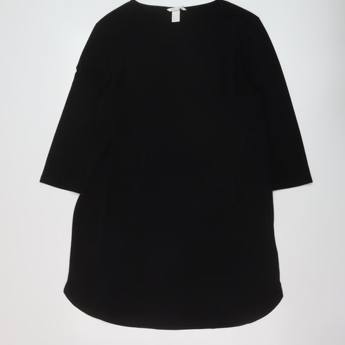 H&M Womens Black Polyester Tunic Blouse Size M Round Neck