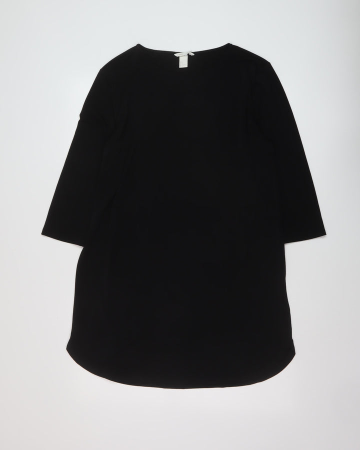 H&M Womens Black Polyester Tunic Blouse Size M Round Neck