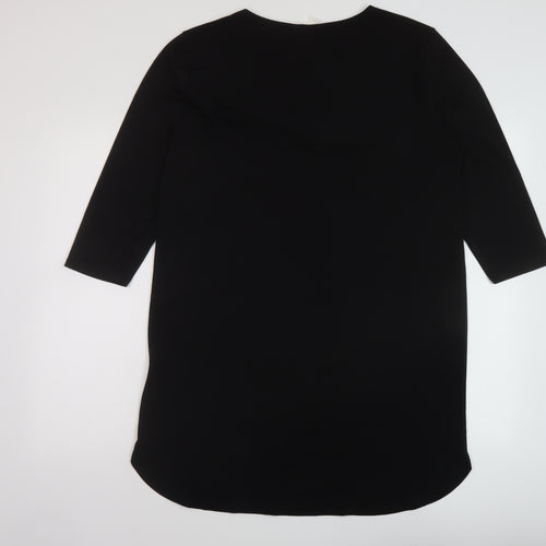 H&M Womens Black Polyester Tunic Blouse Size M Round Neck