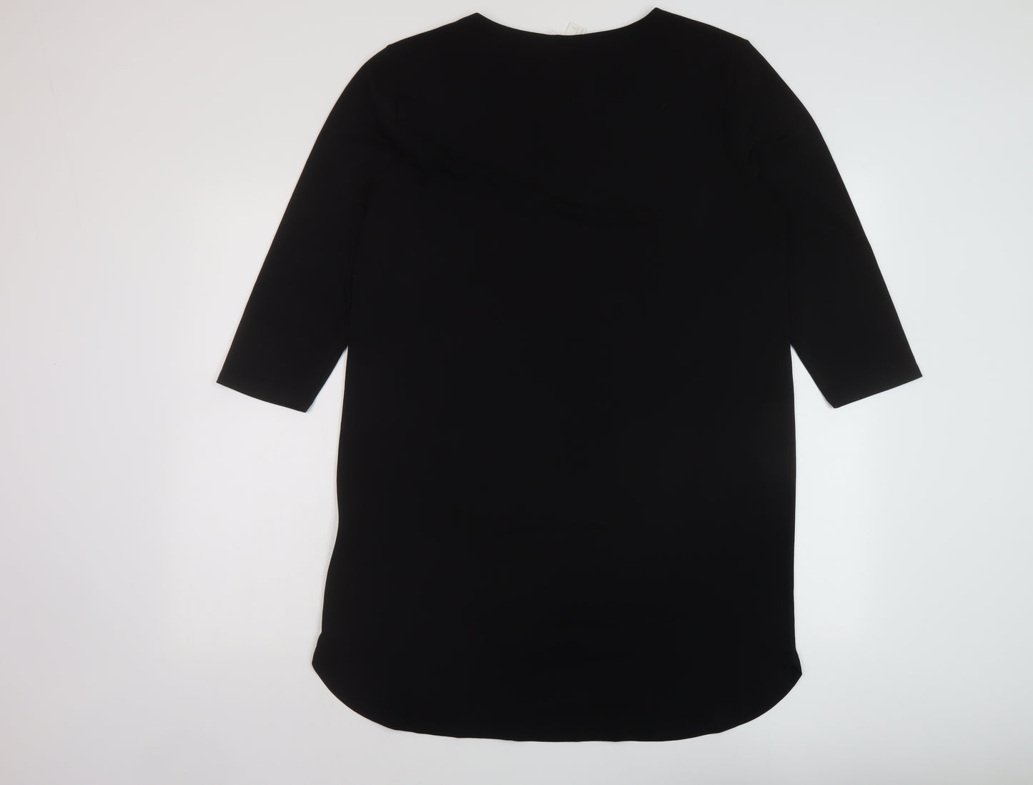 H&M Womens Black Polyester Tunic Blouse Size M Round Neck