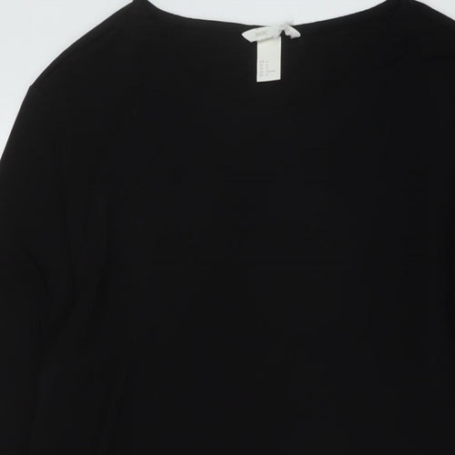 H&M Womens Black Polyester Tunic Blouse Size M Round Neck