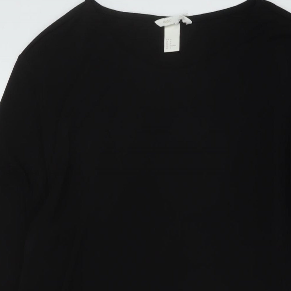 H&M Womens Black Polyester Tunic Blouse Size M Round Neck
