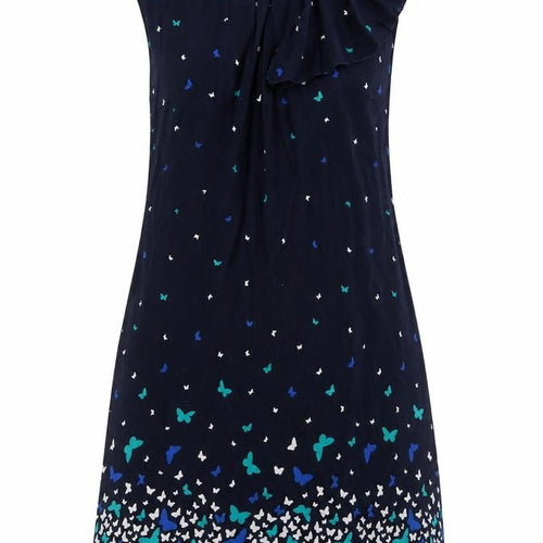 Oasis Womens Blue Geometric Cotton A-Line Size 12 Round Neck Zip
