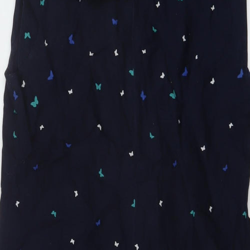 Oasis Womens Blue Geometric Cotton A-Line Size 12 Round Neck Zip