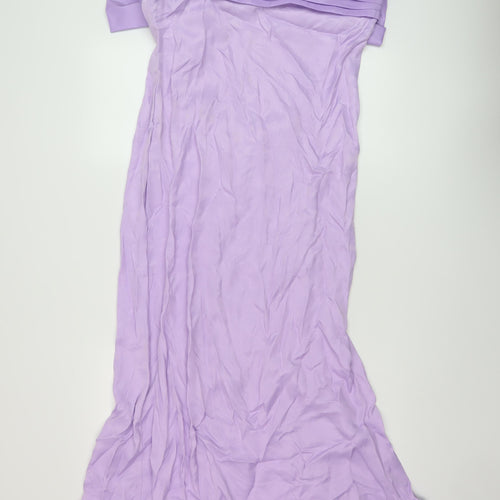 Zara Womens Purple Polyester Maxi Size L Square Neck Zip