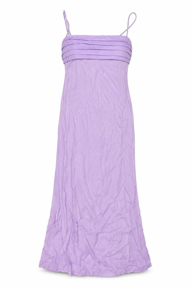 Front view of Zara women’s purple polyester maxi, size L, square neck zip