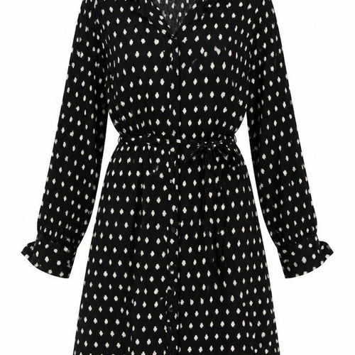 Mango Womens Black Geometric Viscose A-Line Size XS V-Neck Button