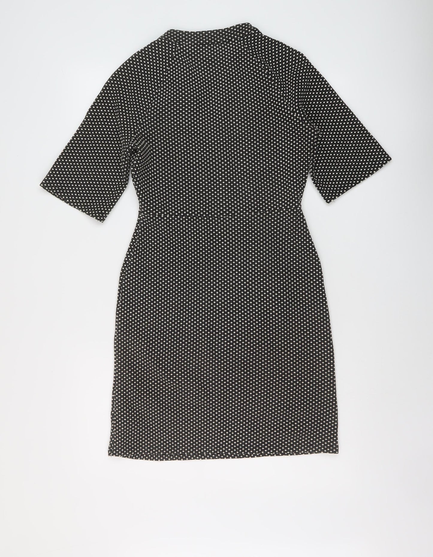 NEXT Womens Black Geometric Polyester Sheath Size 6 V-Neck Pullover