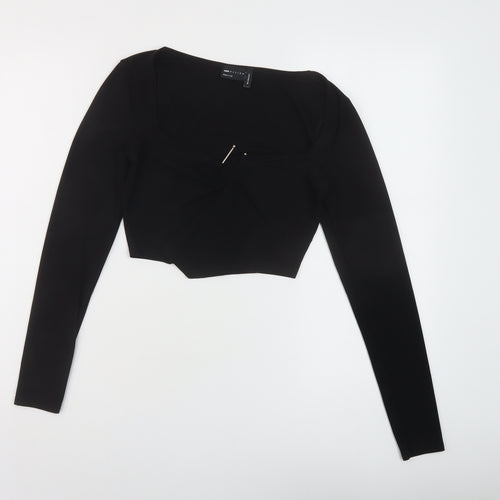 ASOS Womens Black Polyester Cropped Blouse Size 8 Scoop Neck