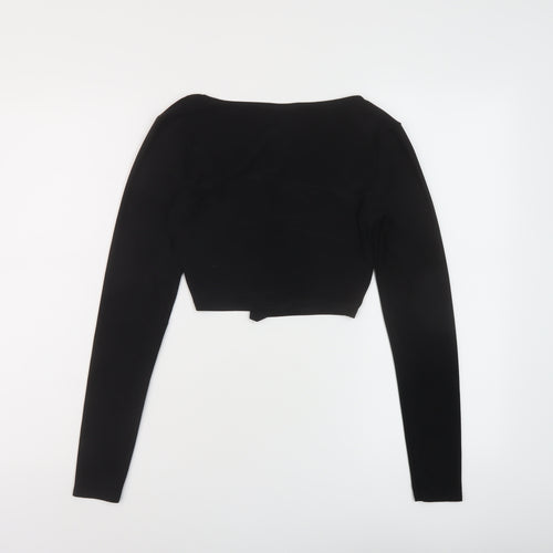 ASOS Womens Black Polyester Cropped Blouse Size 8 Scoop Neck