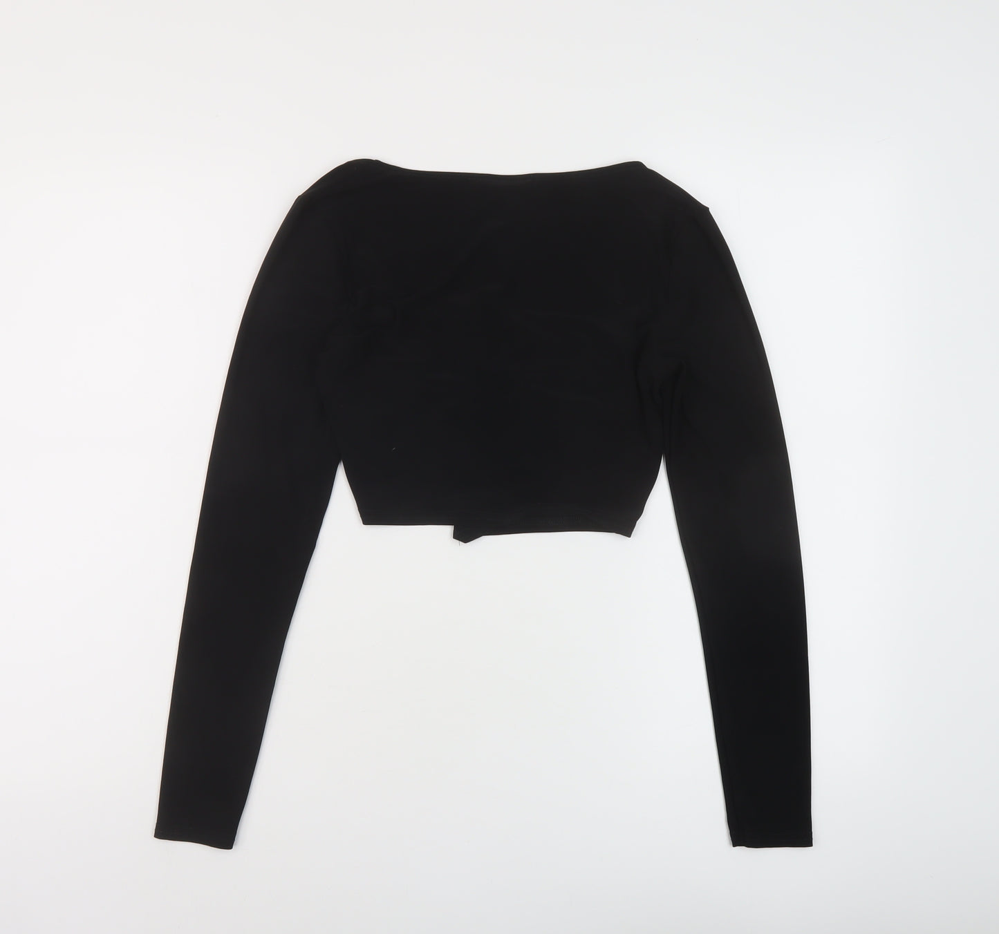 ASOS Womens Black Polyester Cropped Blouse Size 8 Scoop Neck