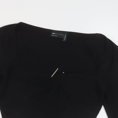ASOS Womens Black Polyester Cropped Blouse Size 8 Scoop Neck