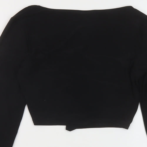 ASOS Womens Black Polyester Cropped Blouse Size 8 Scoop Neck