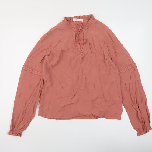 Per Una Womens Pink Viscose Basic Blouse Size 8 Mock Neck