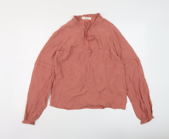 Per Una Womens Pink Viscose Basic Blouse Size 8 Mock Neck