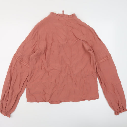 Per Una Womens Pink Viscose Basic Blouse Size 8 Mock Neck