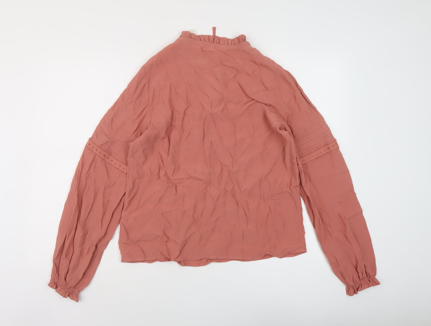 Per Una Womens Pink Viscose Basic Blouse Size 8 Mock Neck