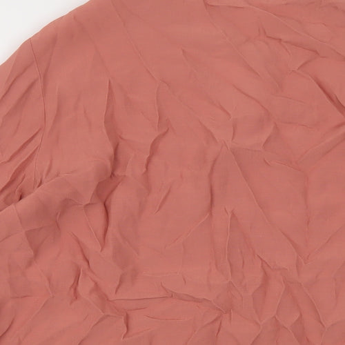 Per Una Womens Pink Viscose Basic Blouse Size 8 Mock Neck