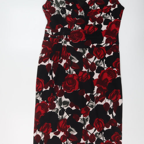Phase Eight Womens Multicoloured Floral Polyester A-Line Size 14 V-Neck Pullover