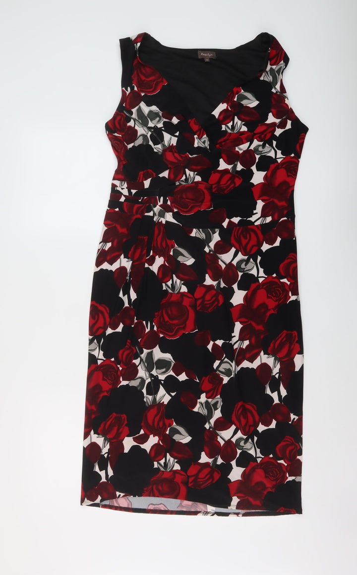 Phase Eight Womens Multicoloured Floral Polyester A-Line Size 14 V-Neck Pullover