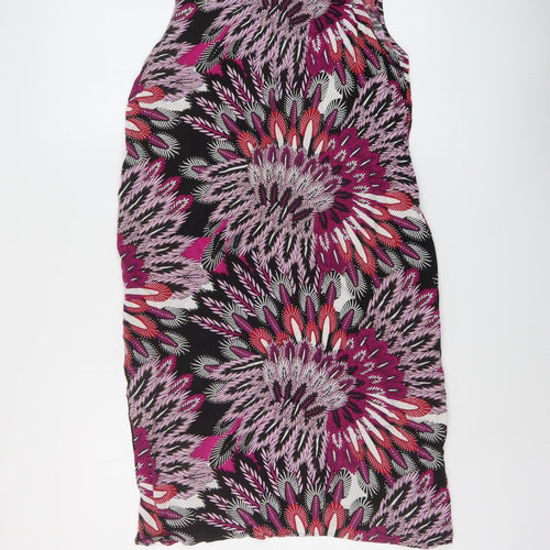 M&Co Womens Multicoloured Geometric Viscose Trapeze & Swing Size 12 Round Neck Pullover