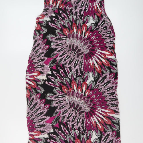 M&Co Womens Multicoloured Geometric Viscose Trapeze & Swing Size 12 Round Neck Pullover