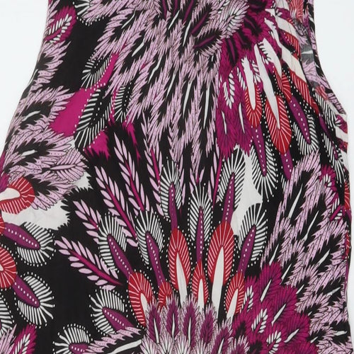 M&Co Womens Multicoloured Geometric Viscose Trapeze & Swing Size 12 Round Neck Pullover