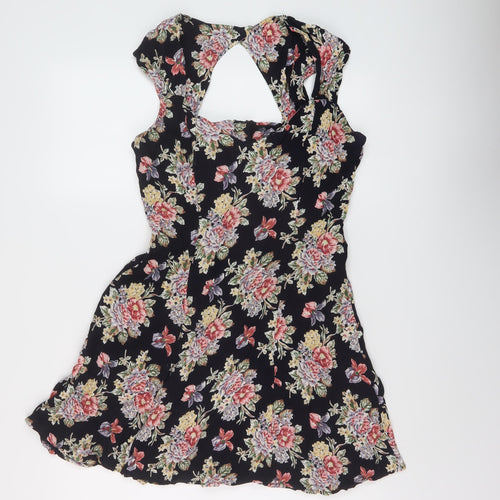 ASOS Womens Multicoloured Floral Modal A-Line Size 12 V-Neck Zip