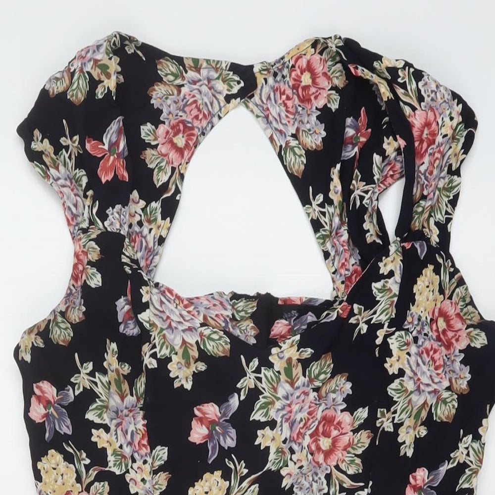ASOS Womens Multicoloured Floral Modal A-Line Size 12 V-Neck Zip