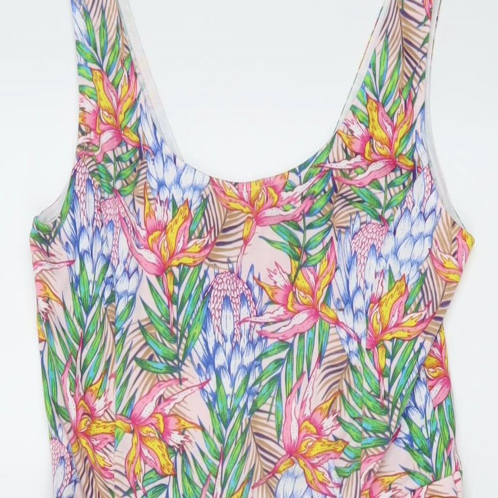 H&M Womens Multicoloured Geometric Polyester A-Line Size 12 Round Neck Pullover