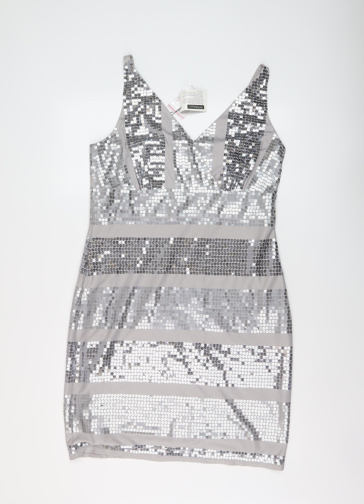 Kaleidoscope Womens Grey Polyester Bodycon Size 16 V-Neck Pullover