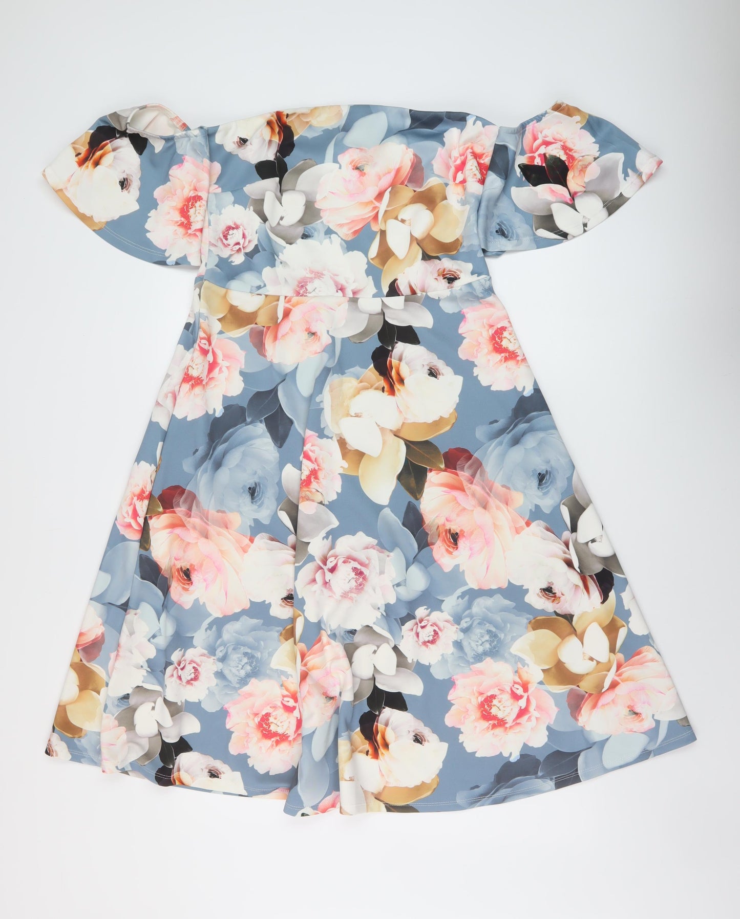 Very Womens Multicoloured Floral Polyester A-Line Size 14 Square Neck Zip