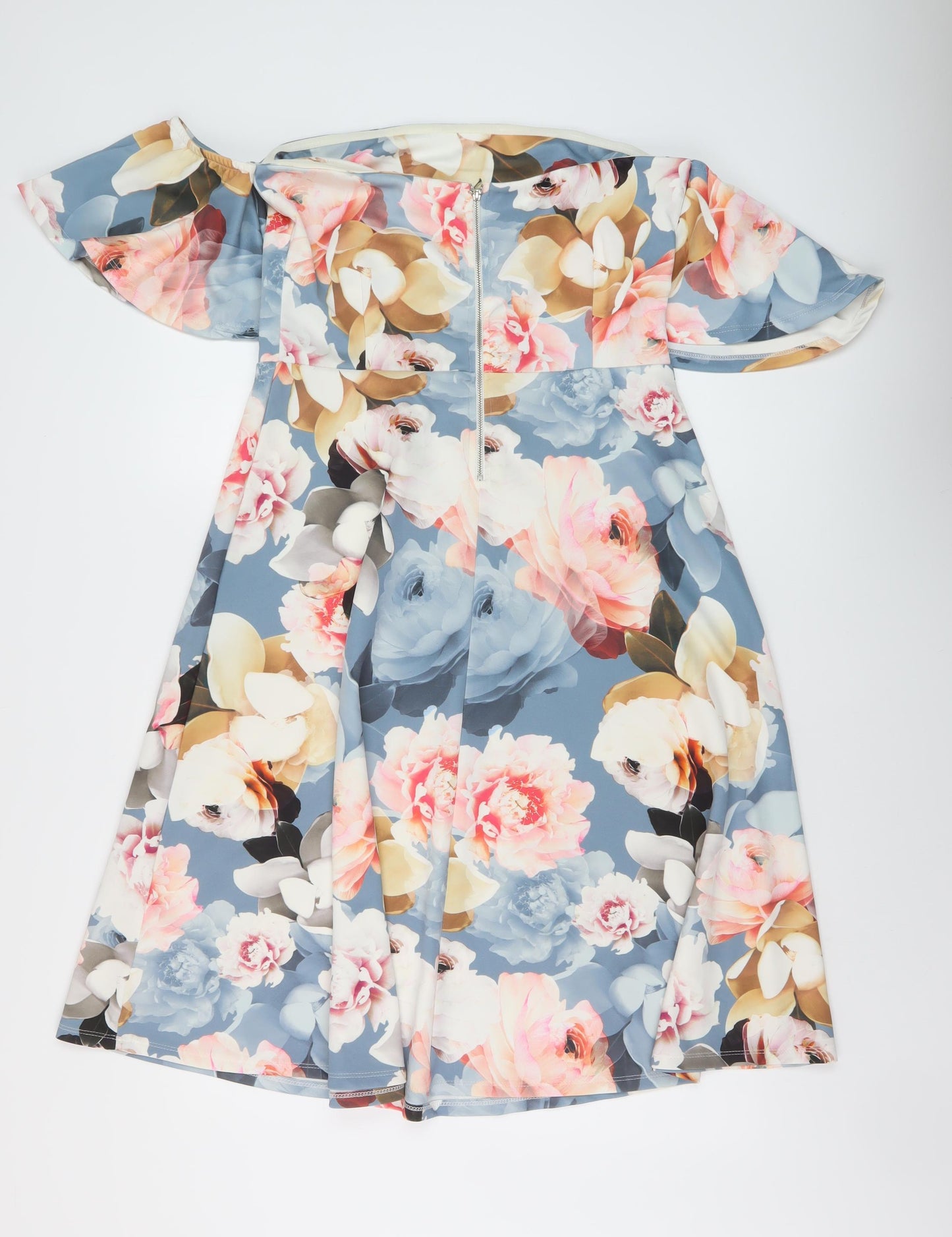 Very Womens Multicoloured Floral Polyester A-Line Size 14 Square Neck Zip