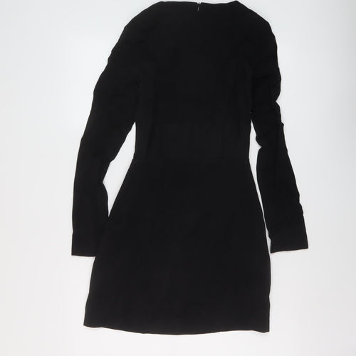 Zara Womens Black Viscose A-Line Size S Round Neck Zip