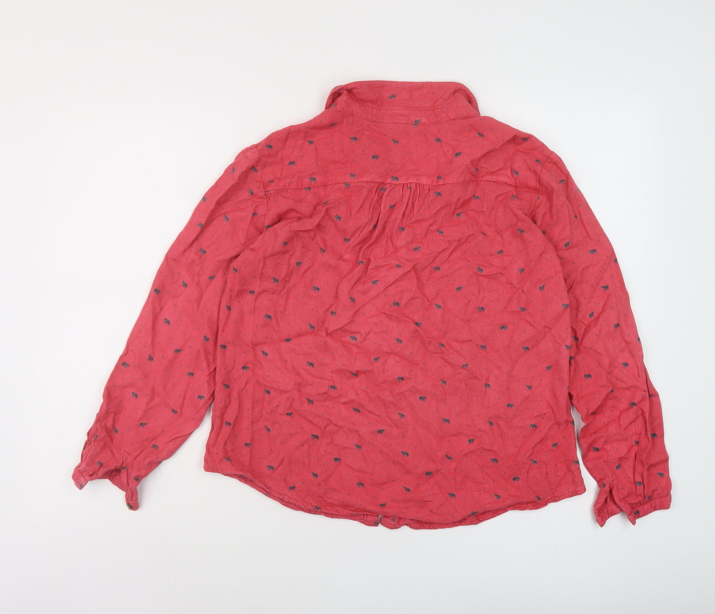 Nomads Womens Pink Geometric Viscose Basic Blouse Size 10 Collared