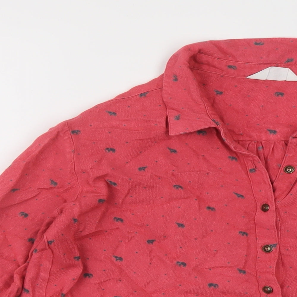 Nomads Womens Pink Geometric Viscose Basic Blouse Size 10 Collared