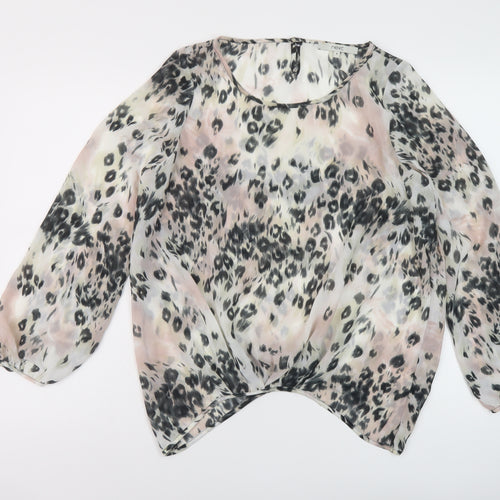 NEXT Womens Multicoloured Animal Print Polyester Basic Blouse Size 8 Round Neck