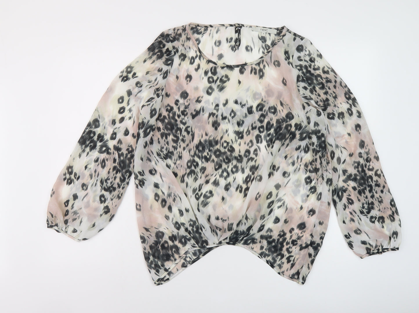 NEXT Womens Multicoloured Animal Print Polyester Basic Blouse Size 8 Round Neck