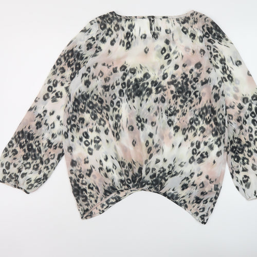 NEXT Womens Multicoloured Animal Print Polyester Basic Blouse Size 8 Round Neck