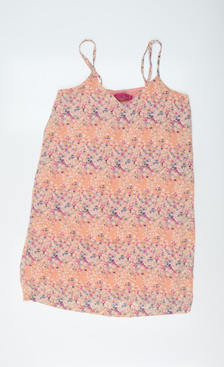 Boohoo Womens Pink Floral Polyester A-Line Size 10 V-Neck Pullover