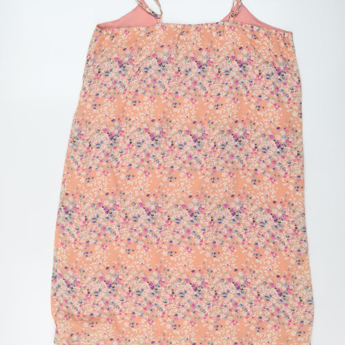 Boohoo Womens Pink Floral Polyester A-Line Size 10 V-Neck Pullover