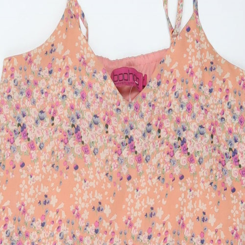 Boohoo Womens Pink Floral Polyester A-Line Size 10 V-Neck Pullover